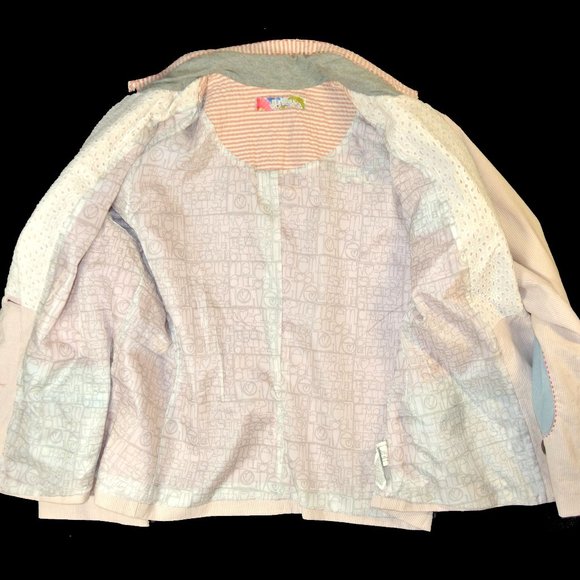 Desigual Blazer Pink Striped Summer Jacket Size 46 - Picture 5 of 12